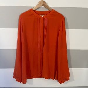 Orange Front Pleat Banana Republic Blouse
